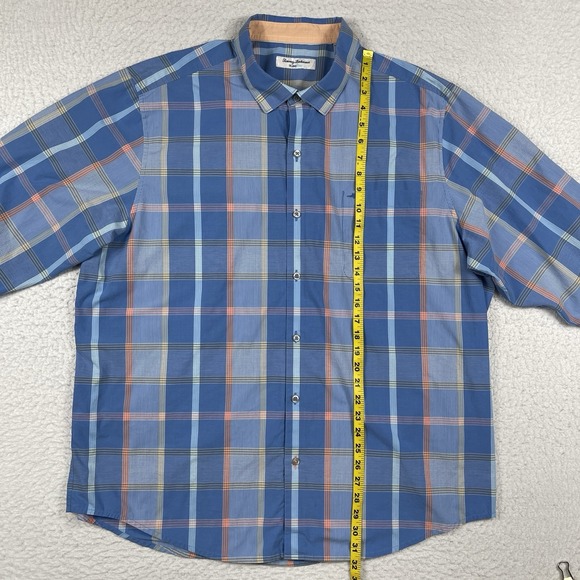 Tommy Bahama Shirt Mens XXL Blue Plaid Island Zone Casual Office Travel Business - Picture 8 of 12